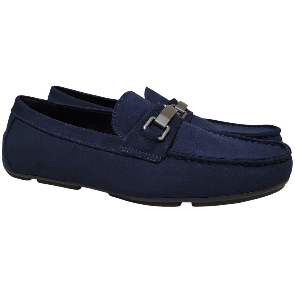 Alfani Men Egan Slip On Driving Loafers Size US 9M Blue Faux Suede